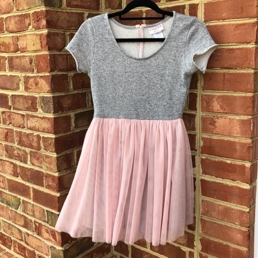 Crush Adorable sparkly gray with pink tulle dress